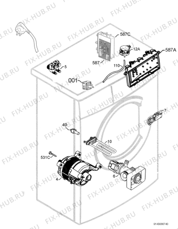 Взрыв-схема стиральной машины Electrolux EWS105215A - Схема узла Electrical equipment 268